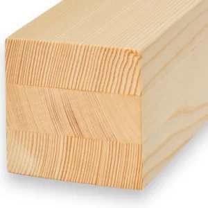 Pack de 6 unités de bois profilé lamellé de pin KKK sans nœuds – 72 x 75 x 2000 mm