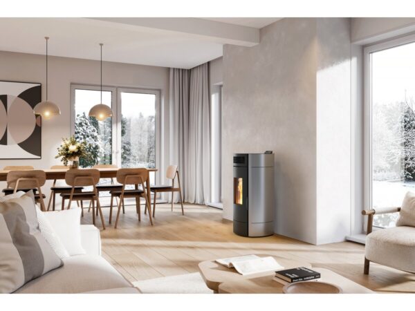 Poêle à Granulés « Lodi 8  » étanche – 3,1 à 8 kW – Wifi – Gris – Image 2
